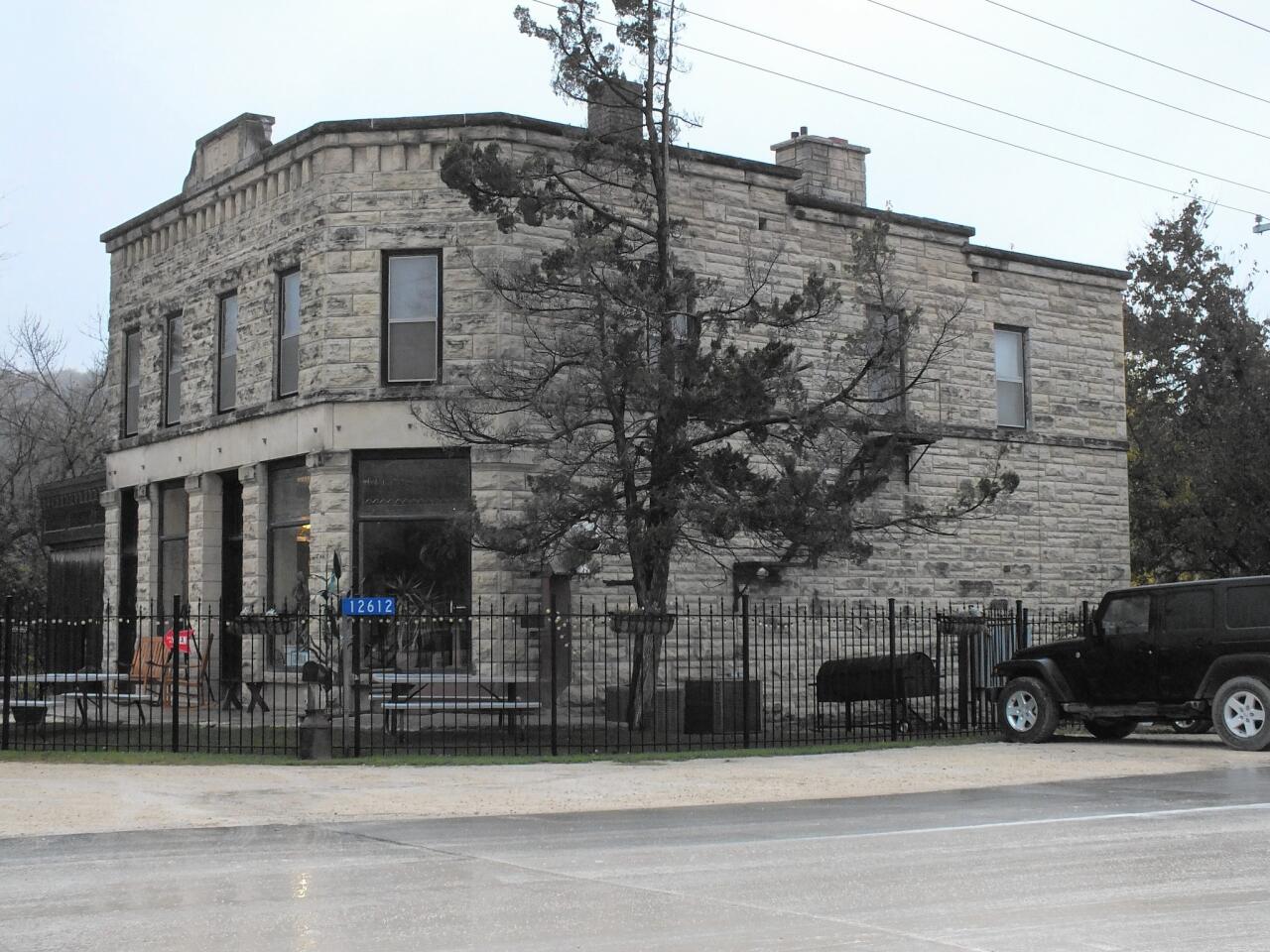 The former general store in tiny Stone City, Iowa, is now a popular bar-restaurant. The limestone building is depicted in a Grant Wood painting of the village.