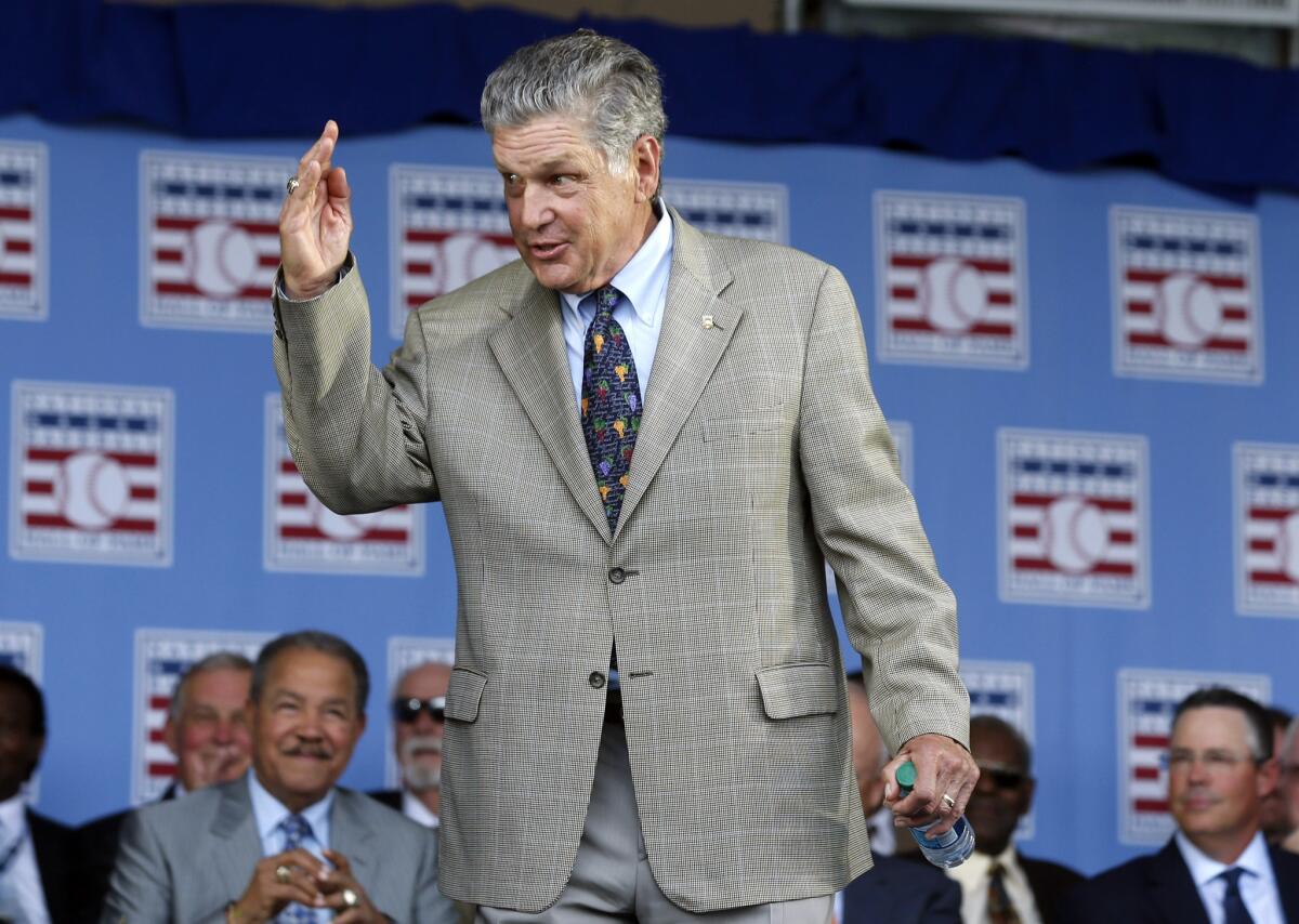 National Baseball Hall of Famer Tom Seaver arrives for an induction ceremony.