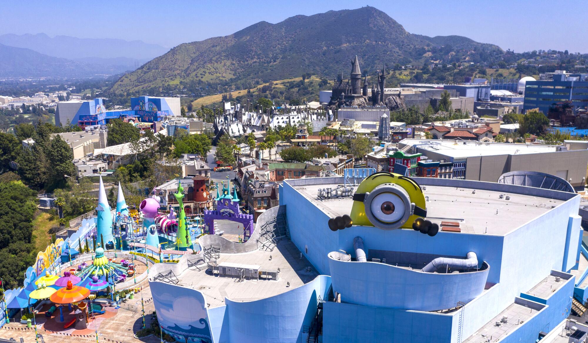 Drone images of Universal Studios Hollywood.