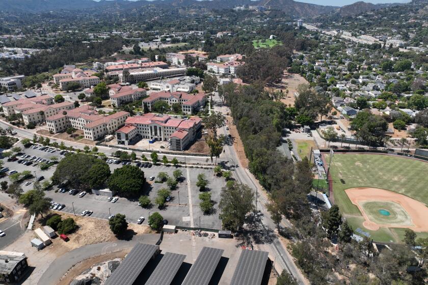 Los Angeles, CA - August 03: Aerial view of Bldg. 13 at The West Los Angeles Veterans Campus in The West Los Angeles Veterans Campus in Los Angeles Saturday, Aug. 3, 2024. (Allen J. Schaben / Los Angeles Times)