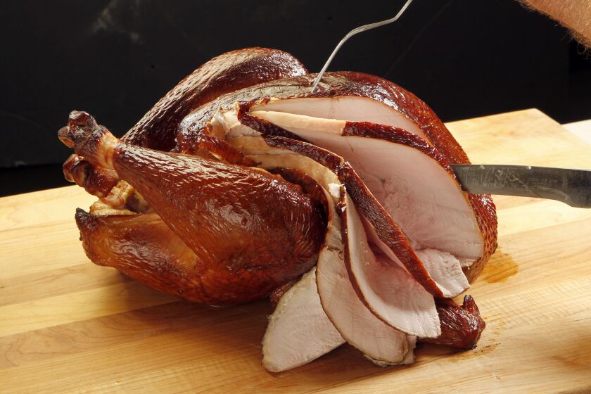 It doesn't have to be Thanksgiving to enjoy a barbecued turkey. Recipe: Barbecued turkey.