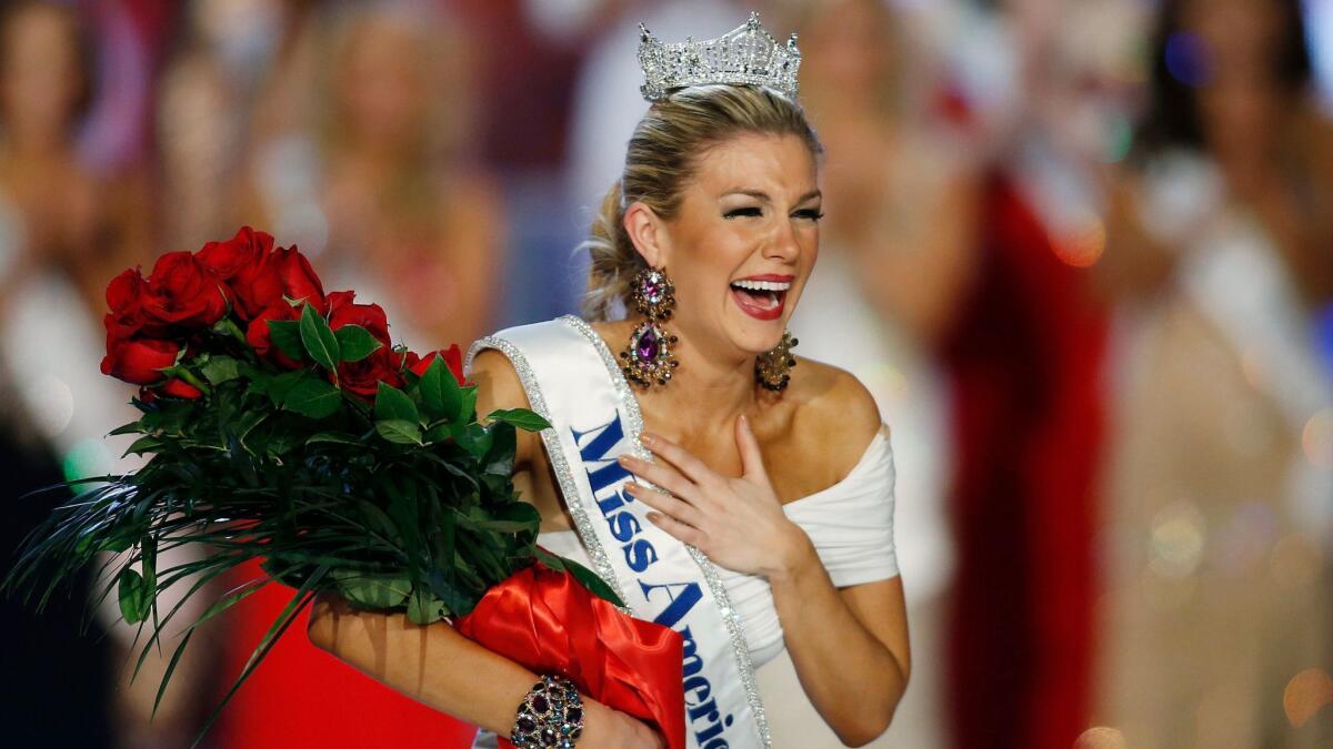 Miss New York Mallory Hytes Hagan after she was crowned Miss America 2013 in Las Vegas.