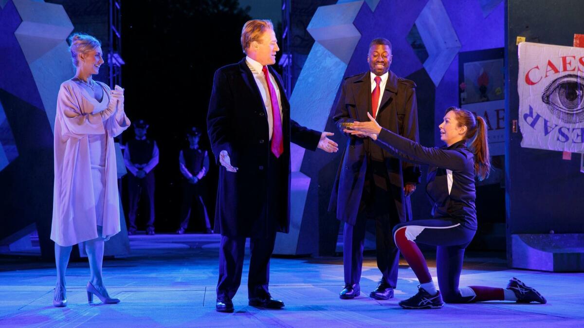 The Public Theater's staging of "Julius Caesar," in which a Donald Trump-like character gets assassinated, was a particularly politically pointed production in 2017.