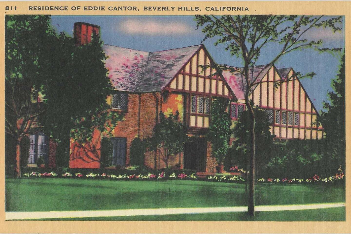 Vintage postcard: Cantor home, Beverly Hills