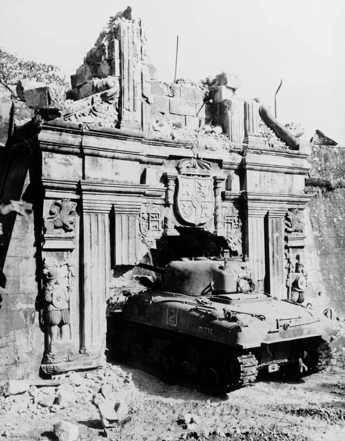 A U.S. Army M4 Sherman tank during the Battle of Manila.