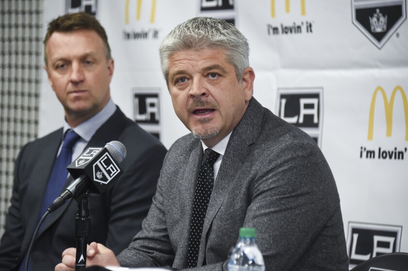 Kings coach Todd McLellan speaks during his introductory news conference.