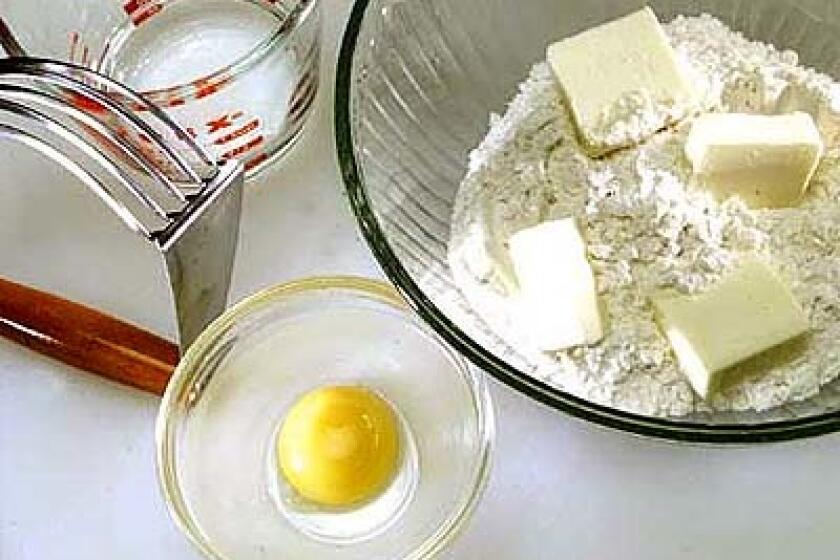 Place flour, sugar, salt and butter in bowl. Use pastry cutter, fork, food processor or your hands to combine mixture.