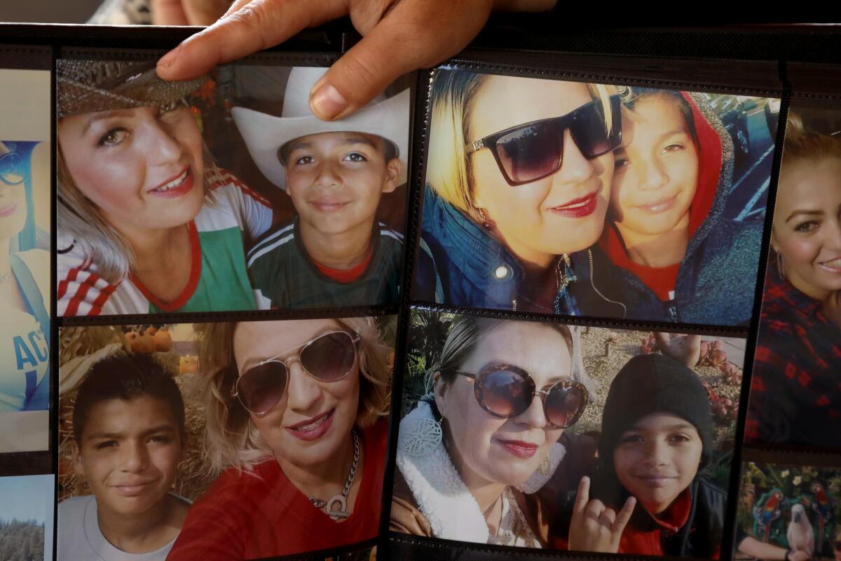 Marlen Medina appears in a family photo album with her son Bryan Diaz. 