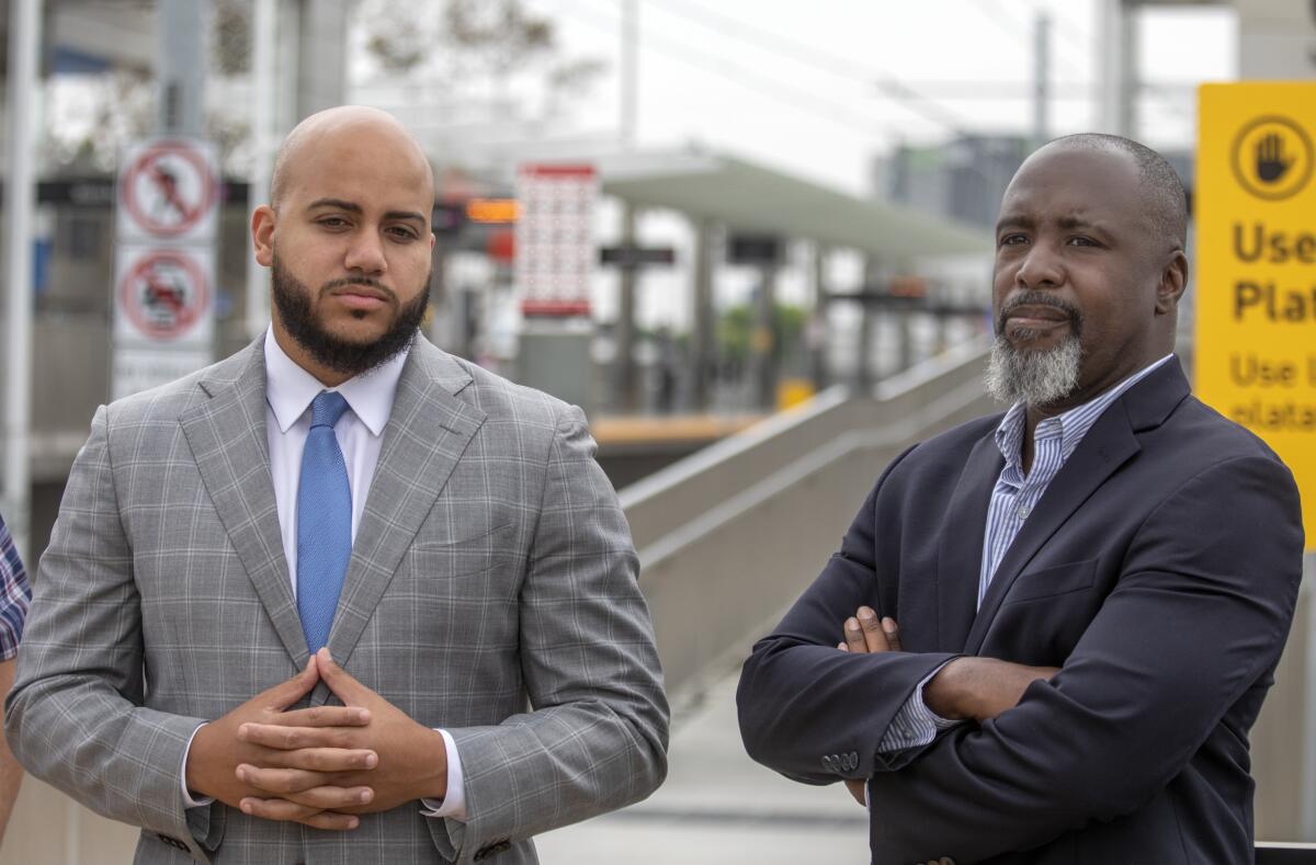 Assemblymember Isaac Bryan, left, and L.A. City Councilman Marqueece Harris-Dawson.