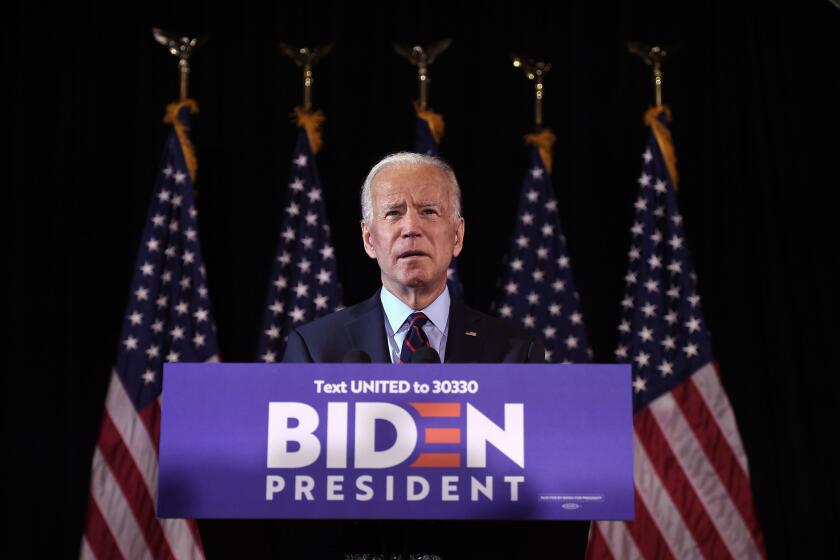 (FILES) In this file photo taken on September 23, 2019 Democratic presidential hopeful Joe Biden makes a statement on Ukraine corruption during a press conference at the Hotel Du Pont in Wilmington, Delaware. - Democratic White House hopeful Joe Biden said October 9, 2019 for the first time that Donald Trump should be impeached, arguing that the US president has "betrayed this nation" and violated his oath of office. "To preserve our Constitution, our democracy, our basic integrity, he should be impeached," Biden, the former vice president whom Trump has repeatedly accused without evidence of corruption, told supporters at a rally in New Hampshire. (Photo by Olivier Douliery / AFP) (Photo by OLIVIER DOULIERY/AFP via Getty Images) ** OUTS - ELSENT, FPG, CM - OUTS * NM, PH, VA if sourced by CT, LA or MoD **