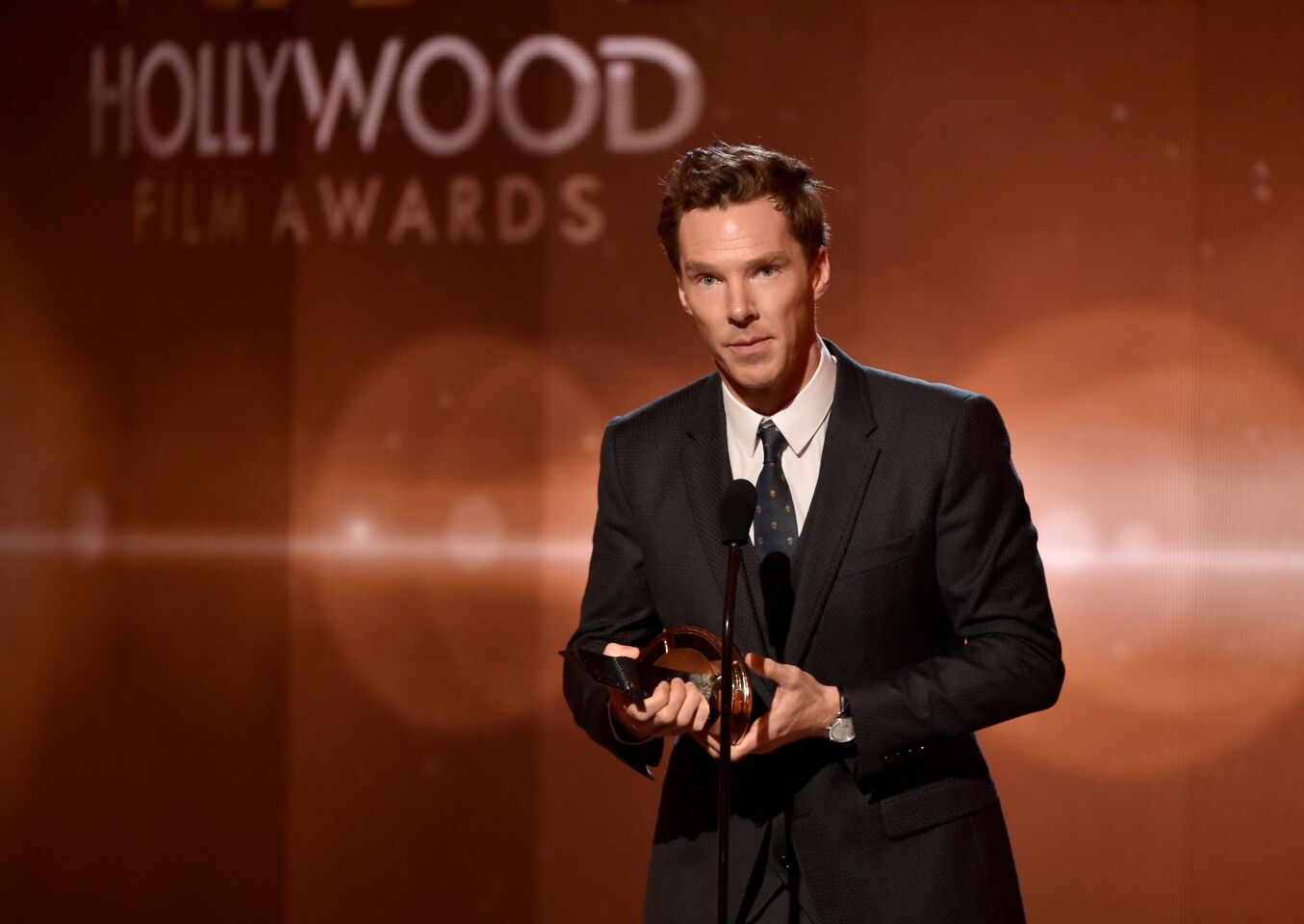 Cumberbatch won the Hollywood Actor Award for "The Imitation Game" at the 18th Hollywood Film Awards on Nov. 14, 2014.