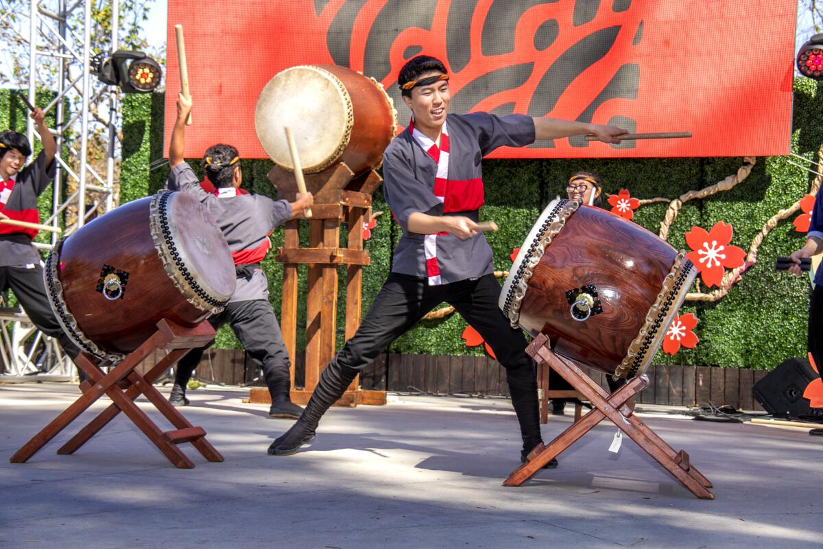 The Senryu Taiko Drummers entertain on the main stage during the Cherry Blossom Festival in 2019.