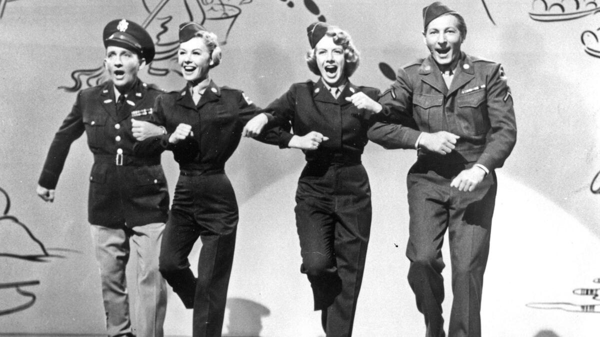 Bing Crosby, left, Vera–Ellen, Rosemary Clooney and Danny Kaye in "White Christmas" (1954).