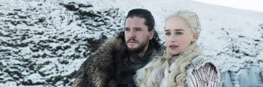 Kit Harington and Emilia Clarke in "Game of Thrones."