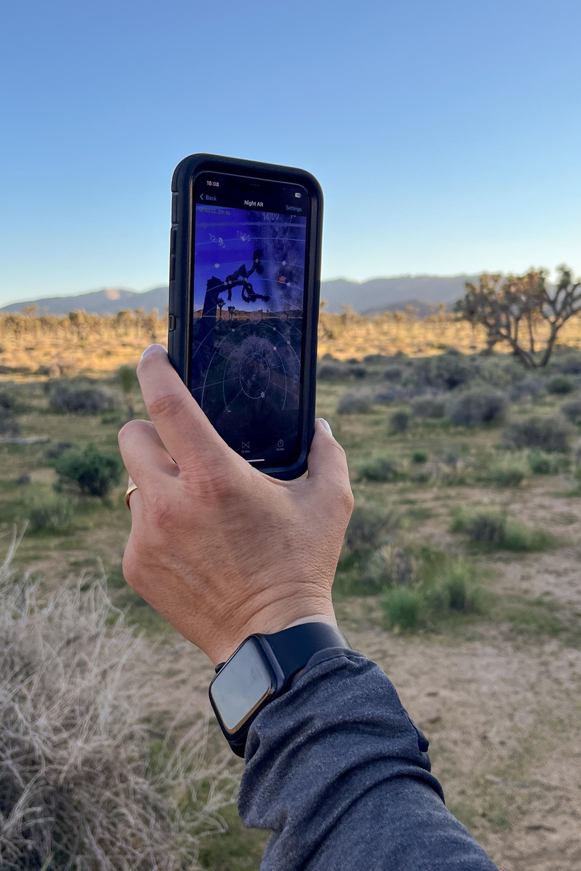 Jon Norris uses PhotoPills to see where the Milky Way will be in a few hours.