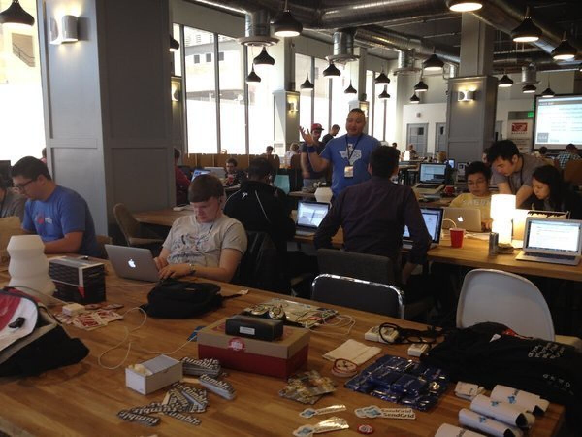 Developers work on their projects during Hollywood Hack Day on Sunday.