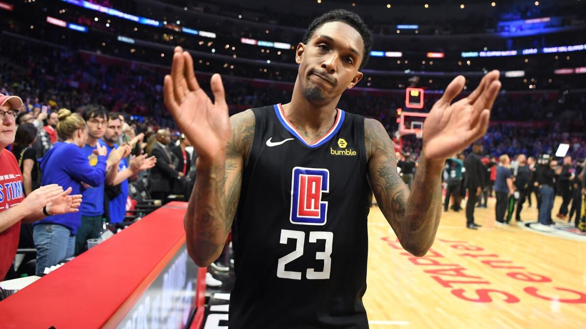 Clippers' Lou Williams walks off the court after his team was eliminated in Game 6 of the NBA playoffs against the Golden State Warriors at Staples Center on Friday.
