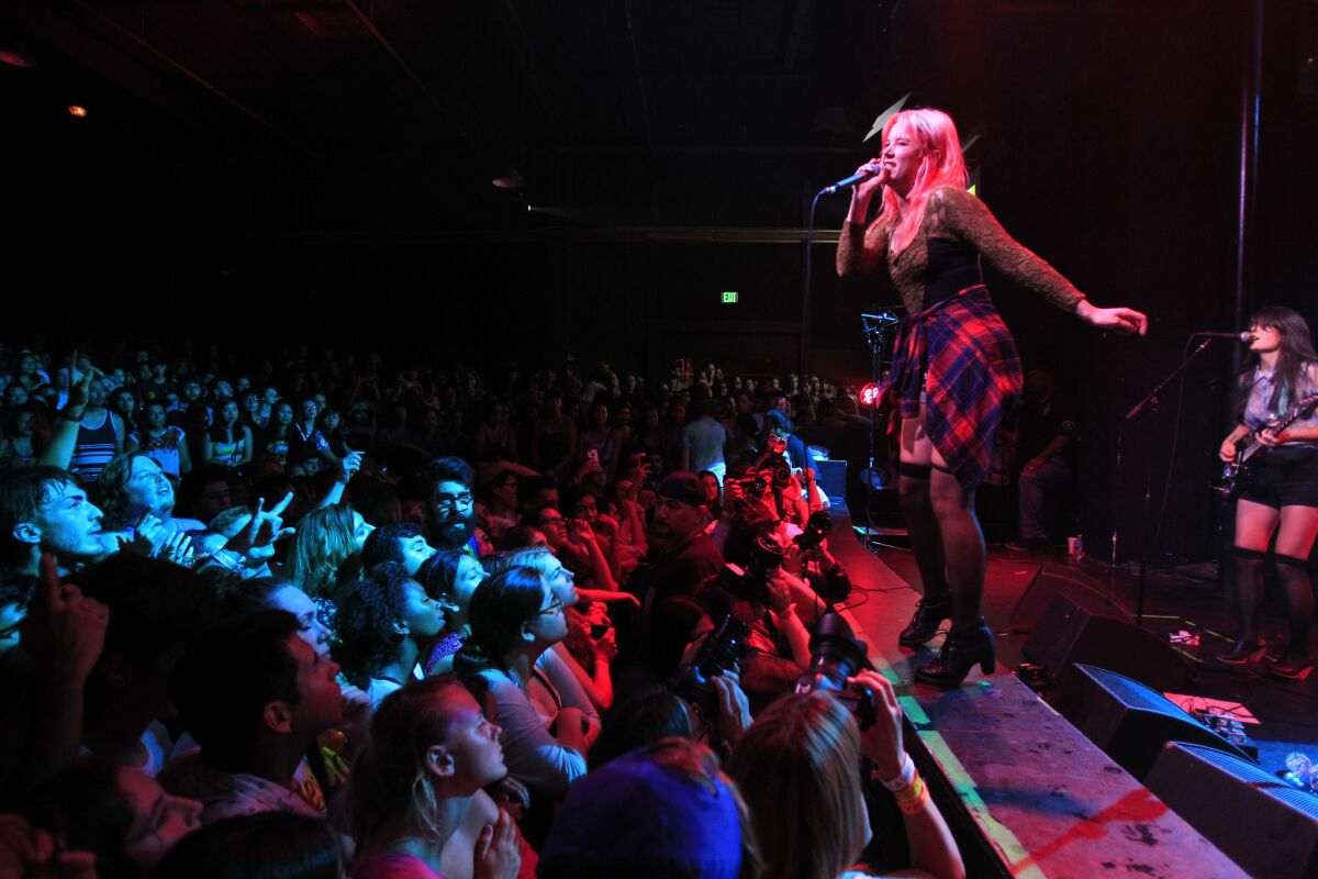 Bleached performs at Burger a-Go-Go, a festival of girl punk at the Observatory in Santa Ana on Saturday.