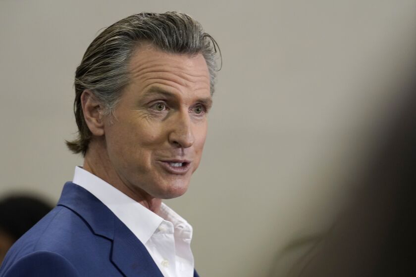 FILE – California Gov. Gavin Newsom speaks at a news conference in Sacramento, Calif., Thursday, March 16, 2023. On Thursday, March 30, 2023, Newsom announced a new political action committee he says will boost Democrats in Republican-led states. (AP Photo/Rich Pedroncelli,File)