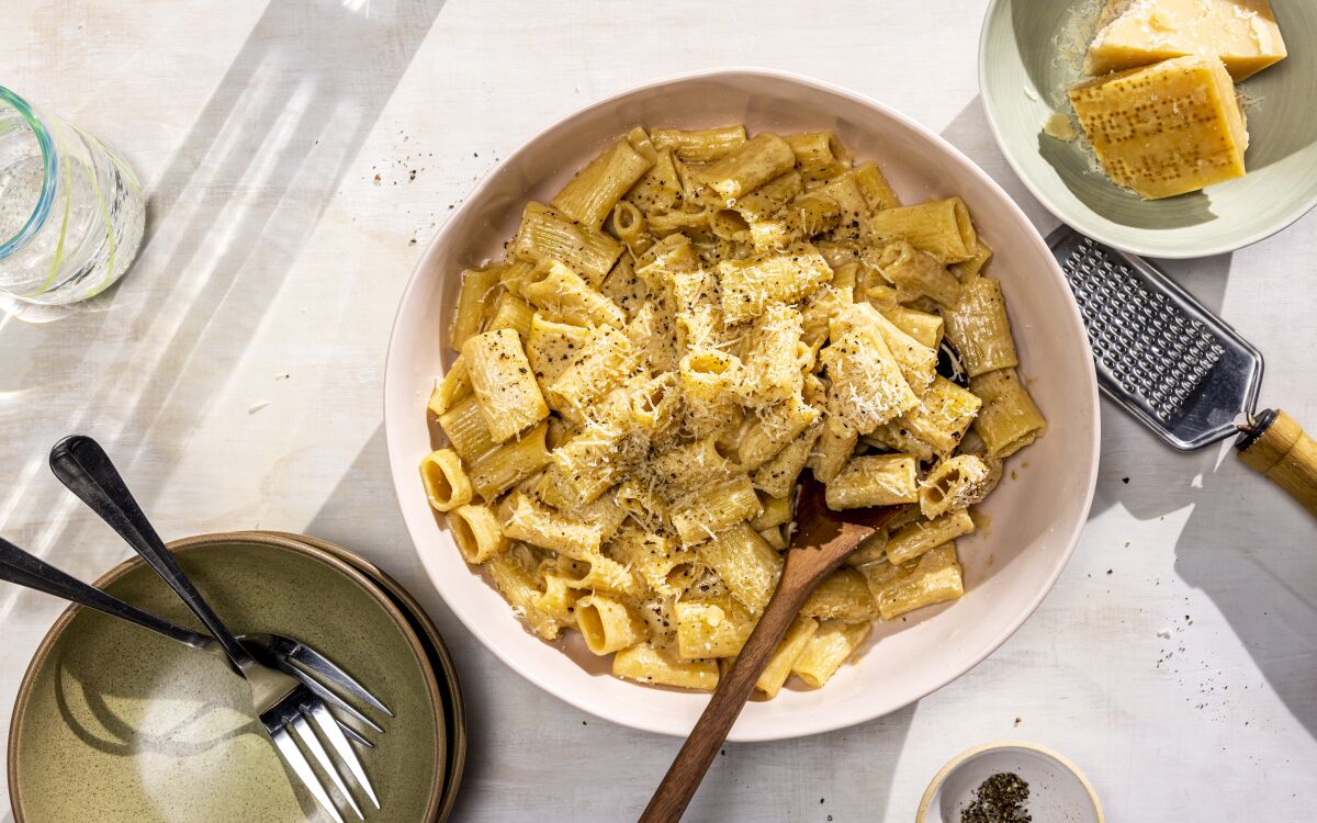Chef Martin Draluck's rigatoni with cream, parmesan, black pepper and sherry.