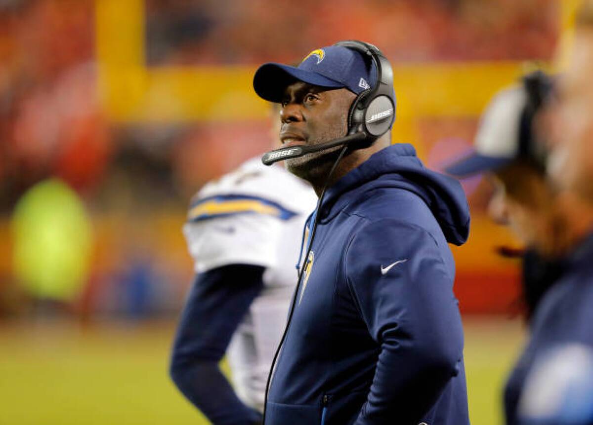 Chargers coach Anthony Lynn watches from the sideline during the game against the Kansas City Chiefs on Dec. 13.