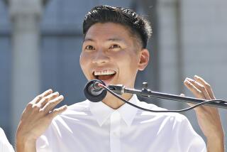  Kenneth Mejia during a campaign event at Grand Park in downtown Los Angeles on Thursday, September 1, 2022.