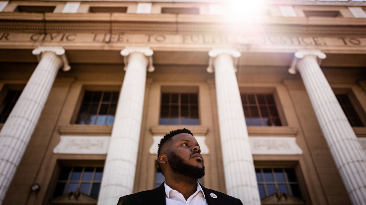 Stockton Mayor Michael Tubbs poses for a portrait at City Hall in downtown Stockton this April.