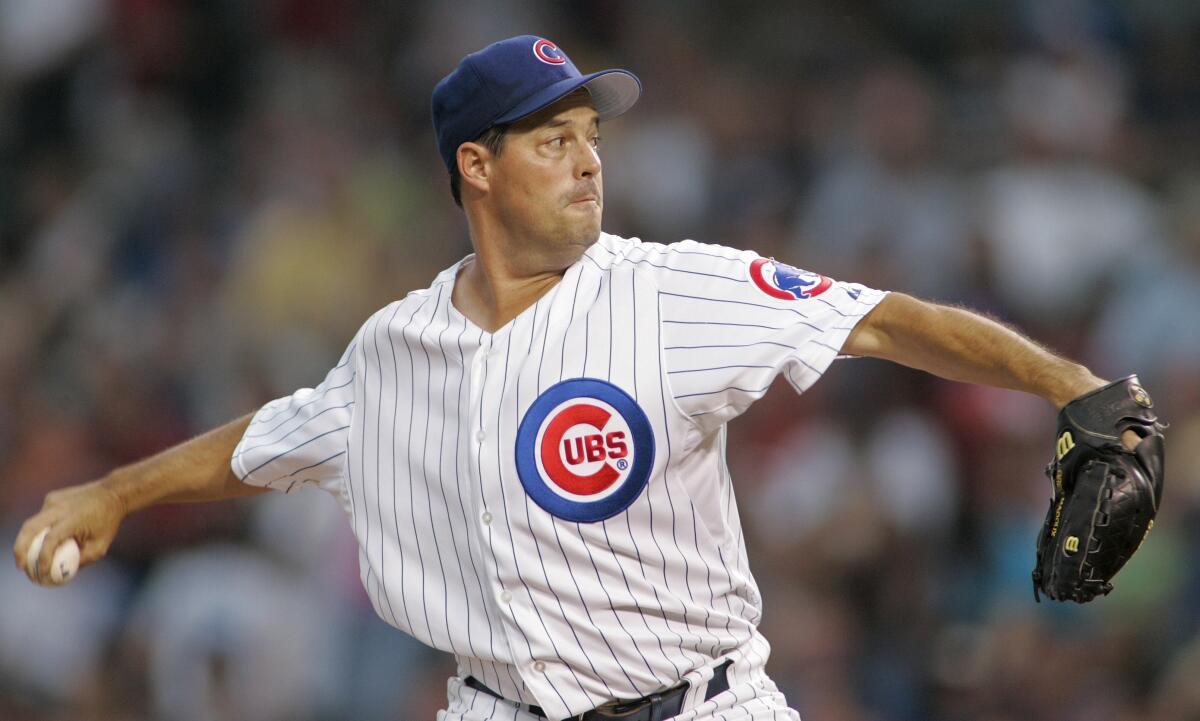 Chicago Cubs pitcher Greg Maddux throws in 2006 against the Houston Astros at Wrigley Field in Chicago.