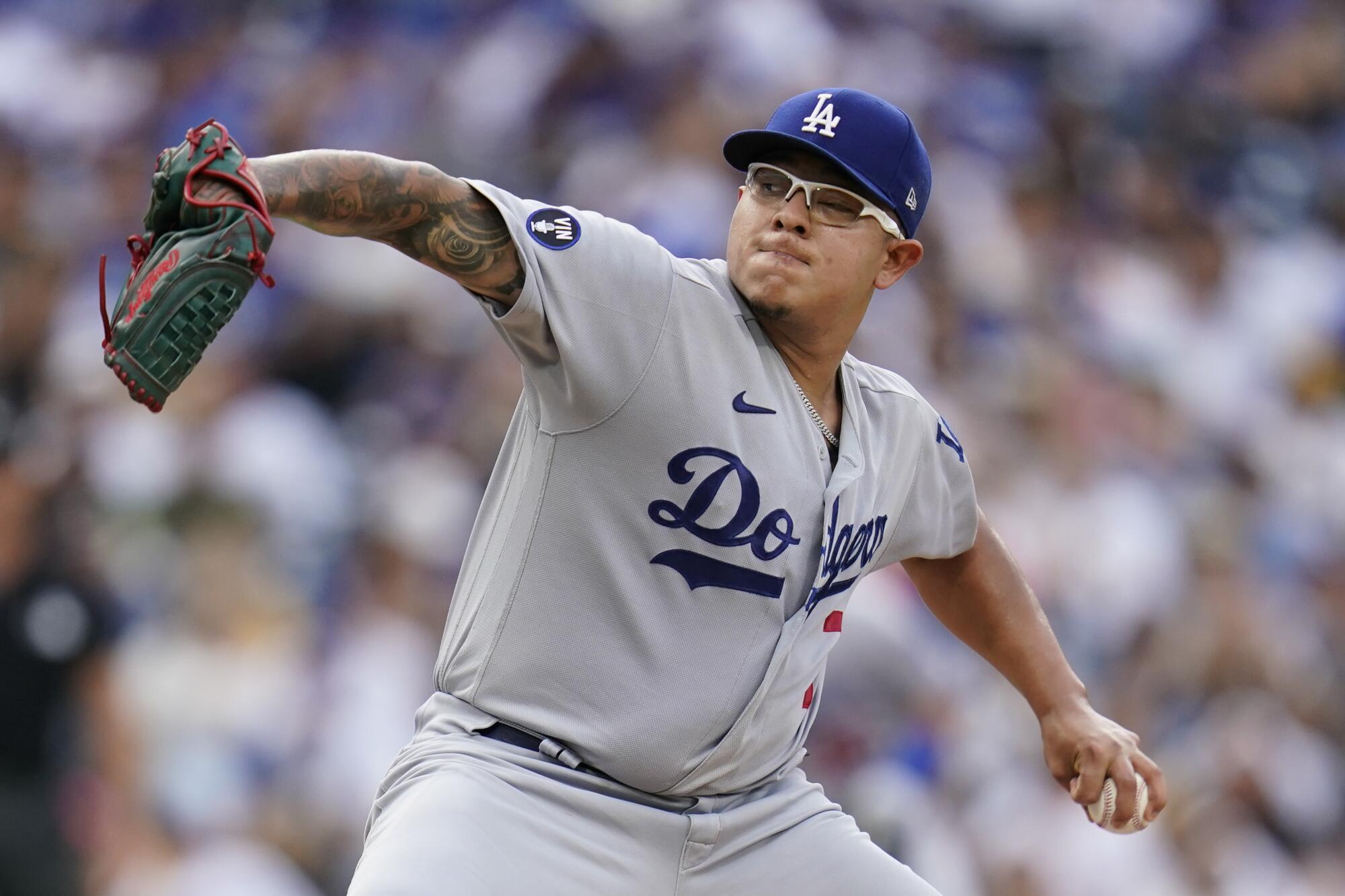 Dodgers pitcher Julio Urías delivers against the San Diego Padres.
