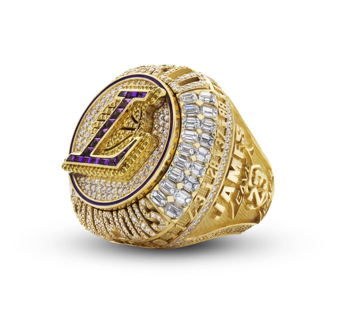 The Lakers' 2020 NBA championship rings.
