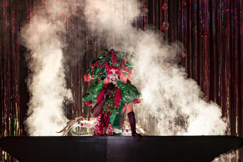 WESTWOOD, CA - DECEMBER 14, 2018: Taylor Mac performs his holiday show called "Holiday Sauce" at Royce Hall on December 14, 2018 in Westwood, California. (Gina Ferazzi/Los AngelesTimes)