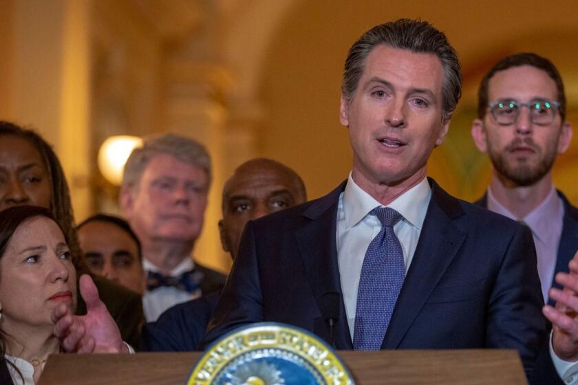 Mandatory Credit: Photo by PETER DaSILVA/EPA-EFE/REX (10153446i) California Gov. Gavin Newsom announces he signed a moratorium on California's death penalty today during a news conference at the state Capitol in Sacramento, California, USA, 13 March 2019. California has 737 people on death row, the largest death row population in the United States. California Gov. Gavin Newsom signs a moratorium on California's death penalty, Sacramento, USA - 13 Mar 2019 ** Usable by LA, CT and MoD ONLY **