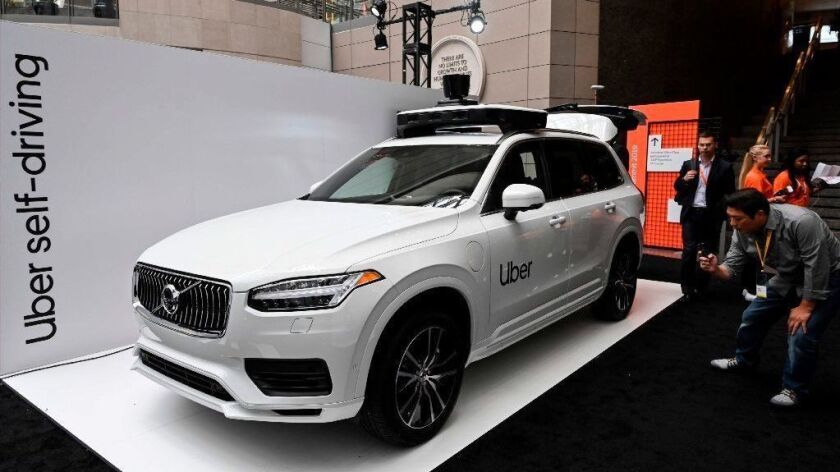 A self-driving SUV produced by Uber and Volvo.