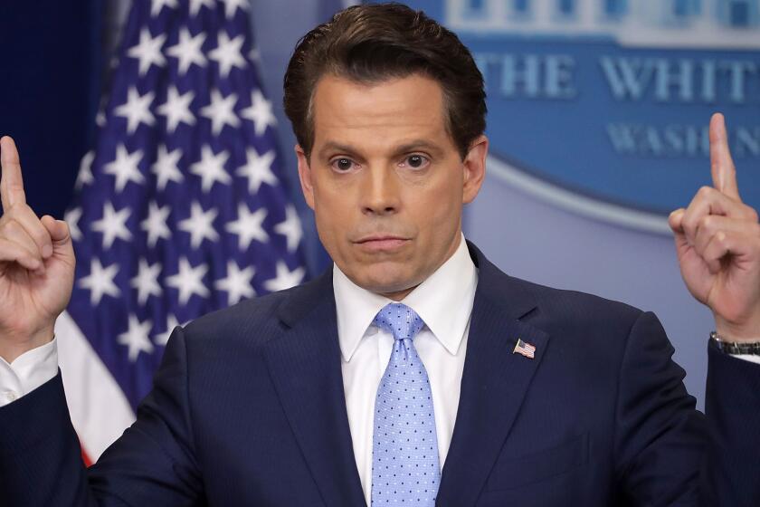 WASHINGTON, DC - JULY 21: Anthony Scaramucci answers reporters' questions during the daily White House press briefing in the Brady Press Briefing Room at the White House July 21, 2017 in Washington, DC. White House Press Secretary Sean Spicer quit after it was announced that Trump hired Scaramucci, a Wall Street financier and longtime supporter, to the position of White House communications director. (Photo by Chip Somodevilla/Getty Images) ** OUTS - ELSENT, FPG, CM - OUTS * NM, PH, VA if sourced by CT, LA or MoD **