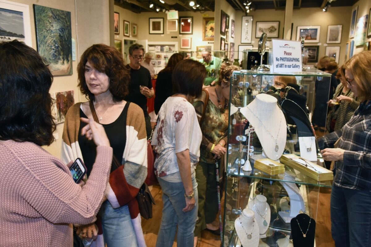Art Night shoppers in February 2020 at the San Dieguito Art Guild’s Off Track Gallery.