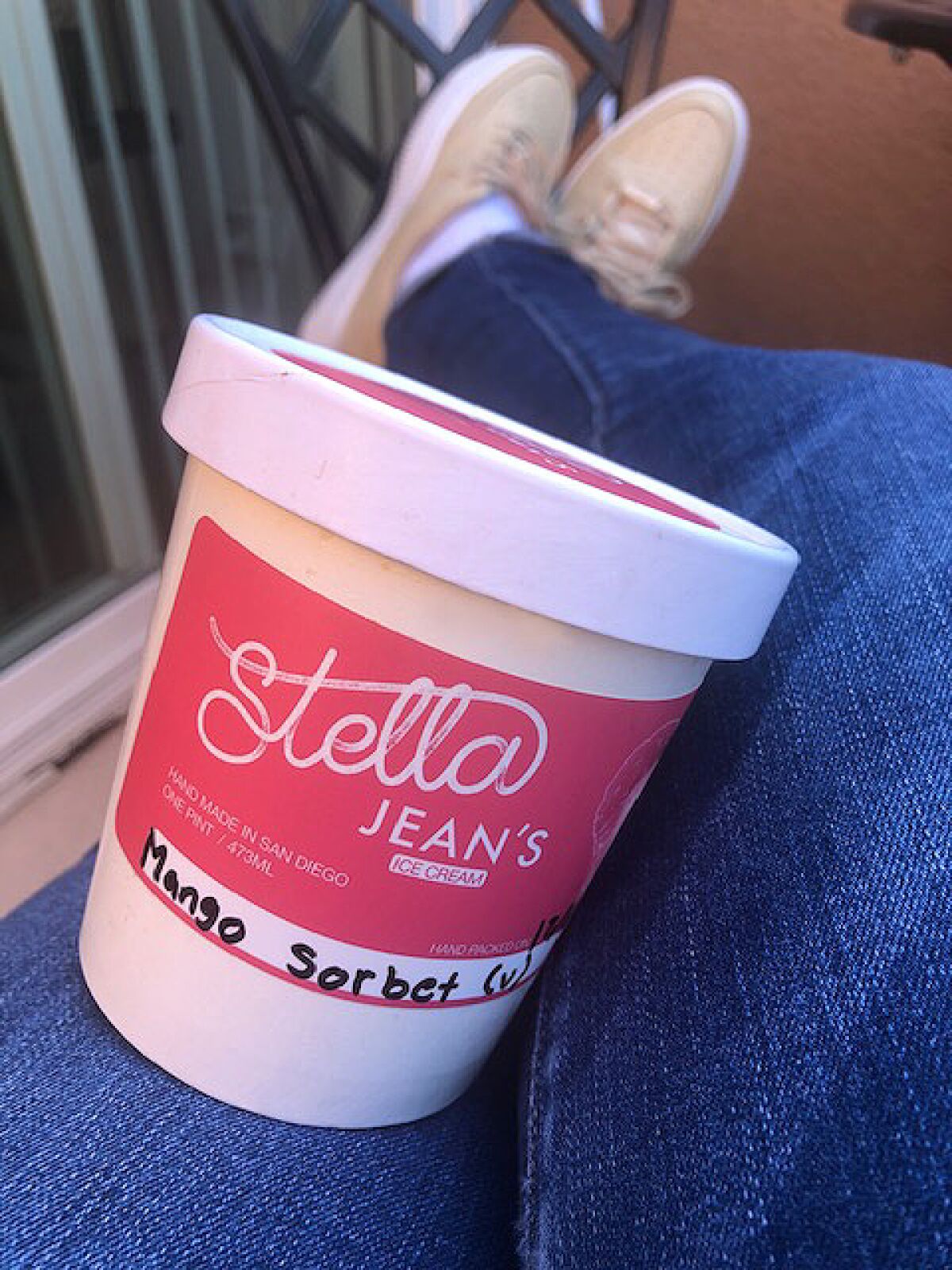 Many of the participating shops are offering to-go pints during the pandemic, like this Mango Sorbet from Stella Jean's.