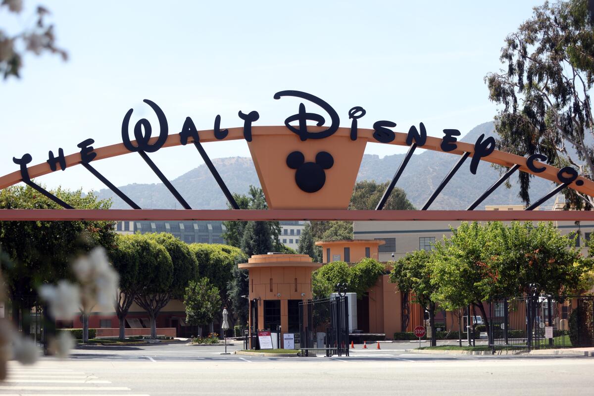 The entrance to Walt Disney Co. is seen from West Alameda Avenue in Burbank.