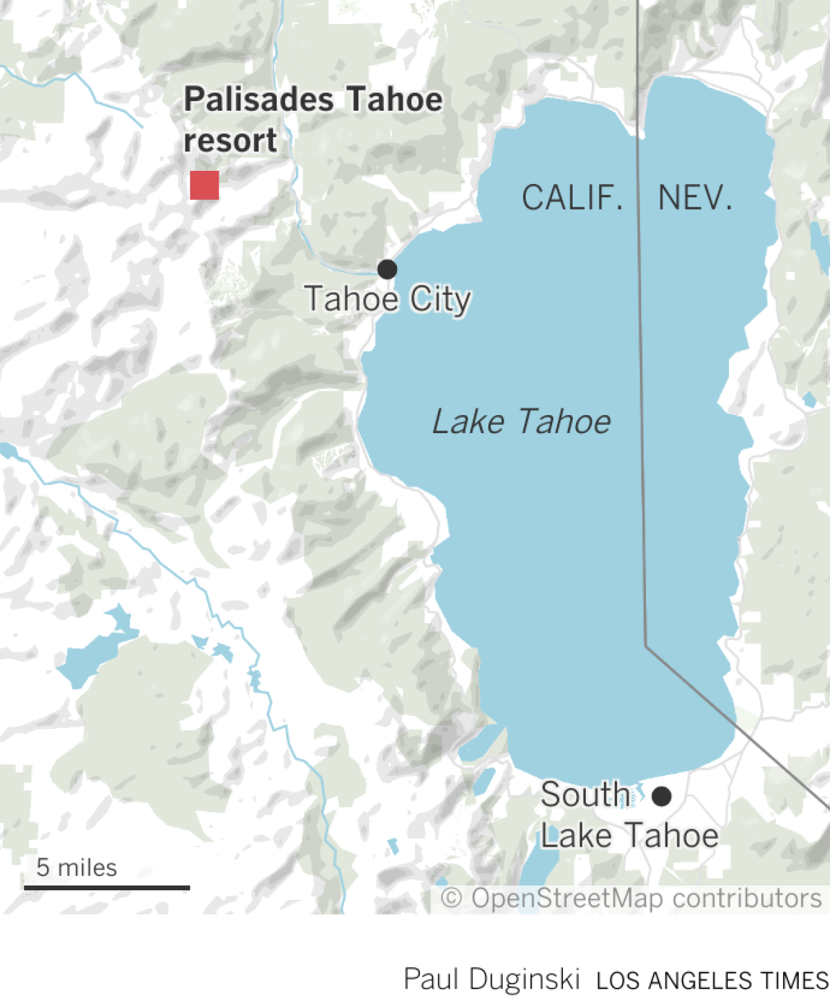 Locator map of Palisades Tahoe resort, where avalanche occurred.