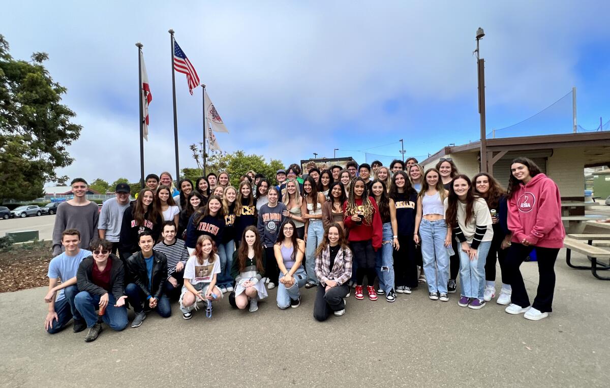 Graduating high school seniors reunite June 6 at their former elementary school, Torrey Pines.