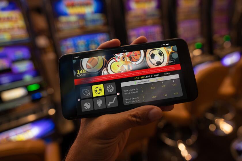 A smartphone with a sports betting application.