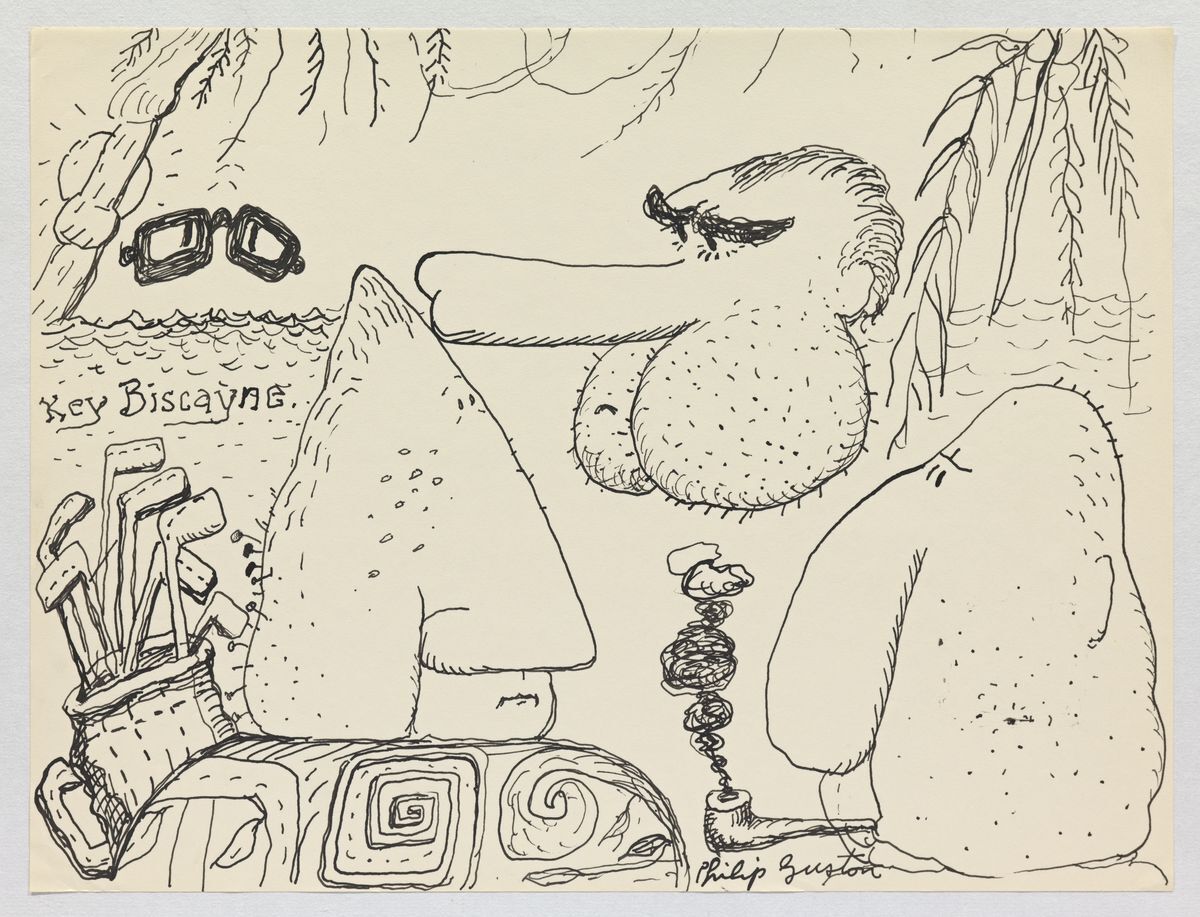 Philip Guston, "Untitled," The Nixon Series, 1971, ink on paper.