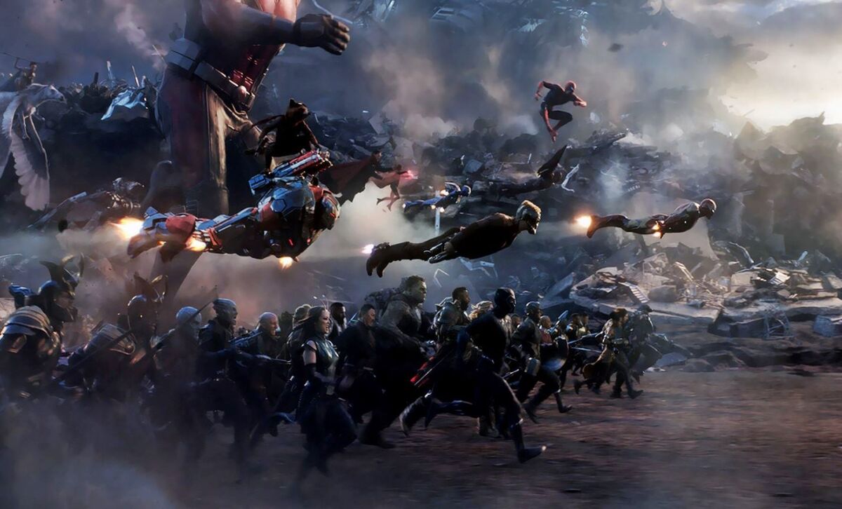The climactic battle scene from "Avengers: Endgame."