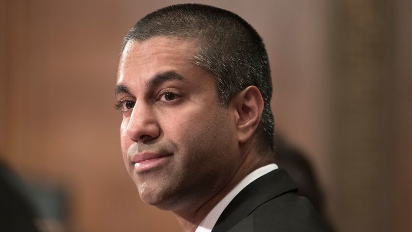 Federal Communications Commission Chairman Ajit Pai appears before the Senate Appropriations subcommittee on Capitol Hill in Washington on June 20.