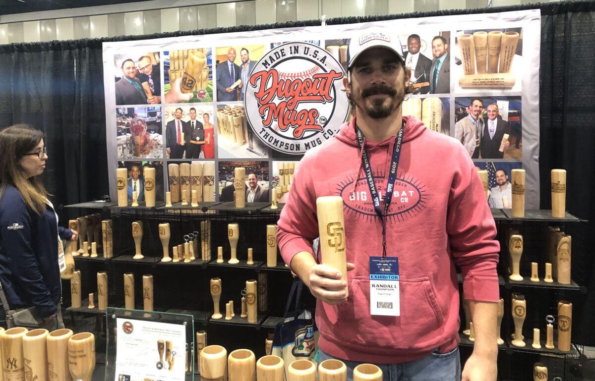 Randall Thompson, the president and founder of Dugout Mugs, was inspired to produce mugs from baseball bats while standing in the dugout at Florida Tech five years ago and watching the team's hitting coach saw into bats to create training tools.