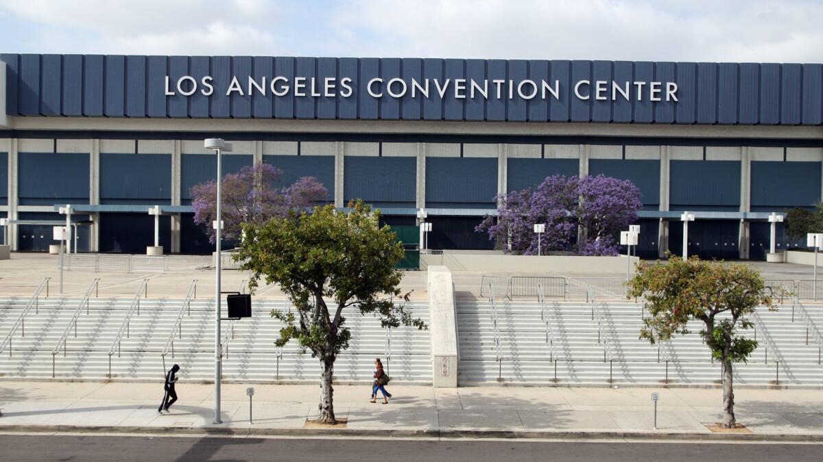 The West Hall of the Los Angeles Convention Center, which would be upgraded as part of a $1.2-billion development proposed by AEG.