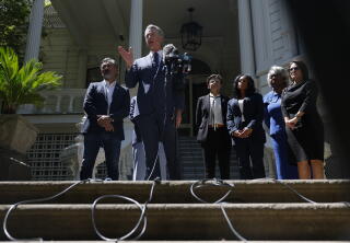 California Gov. Gavin Newsom speaking during a news conference