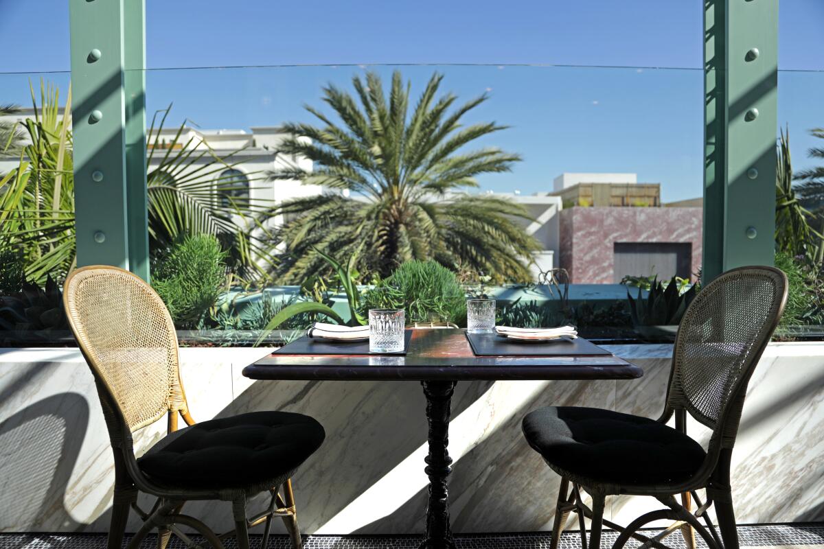 The terrace of Gucci Osteria da Massimo Bottura in Beverly Hills. 