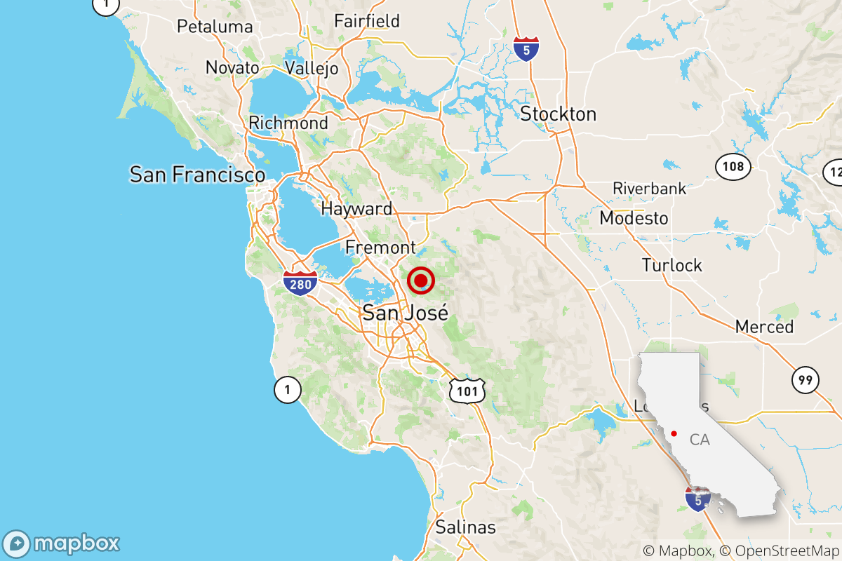A map of Northern California shows the location of a 3.3 quake near San Jose.