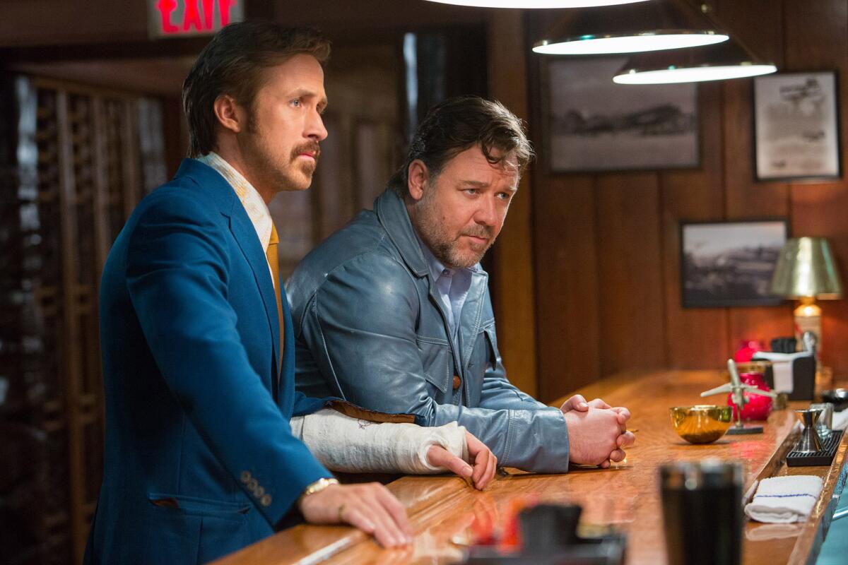 Russell Crowe, left, and Ryan Gosling in 'The Nice Guys.' (Warner Bros. Pictures)