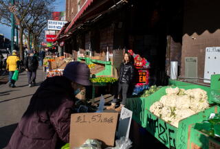 An outdoor produce market